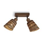 Good&Mojo Plafonnier Java Bambou Brun | Convient pour 2x E27 
